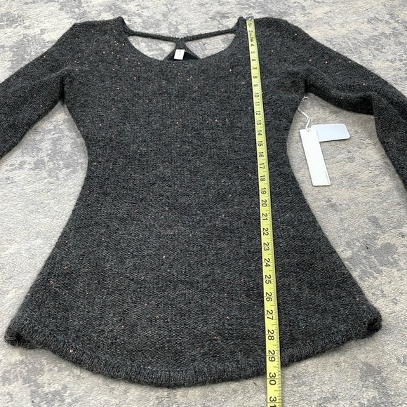 NWT Line & Dot Wool Mohair Sequin Back Detail Sweater Charcoal Gray Sz S - Picture 6 of 12